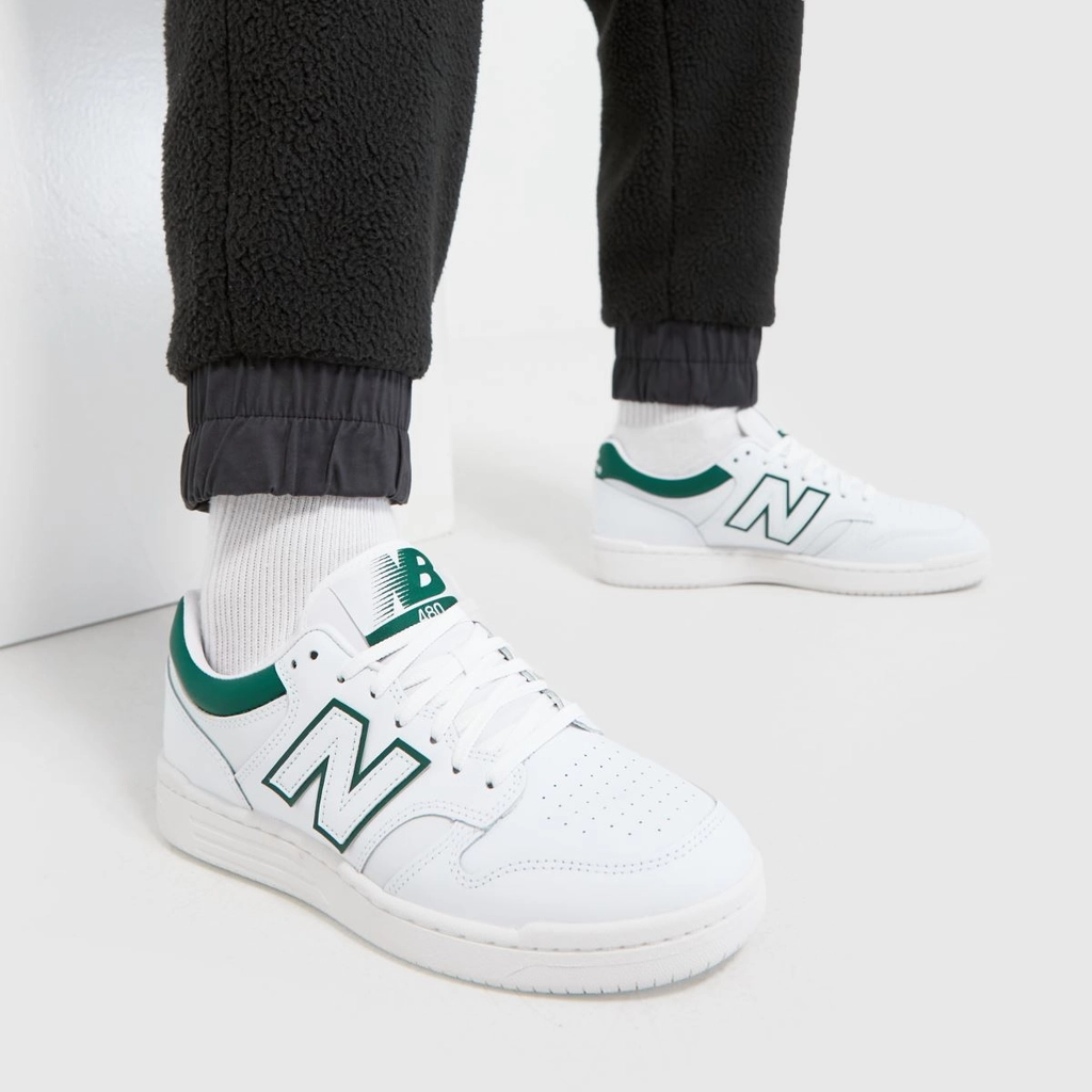 New Balance 480 trainers in white & green